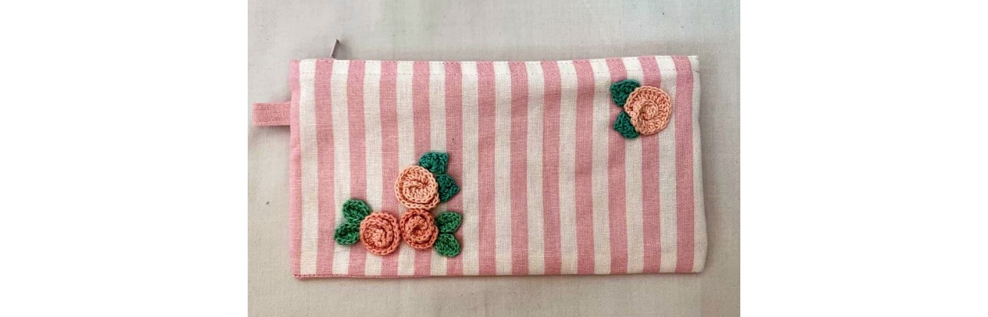 Happy Threads Pretty Cotton Storage Pouch (Light Pink)